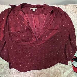 Banana Republic Maroon Polka Dot Blouse